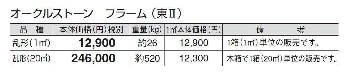 オークルストーン フラーム_価格_2