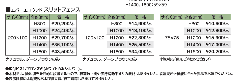 エバーエコ®︎ ウッド スリットフェンス【2024年版】_価格_2
