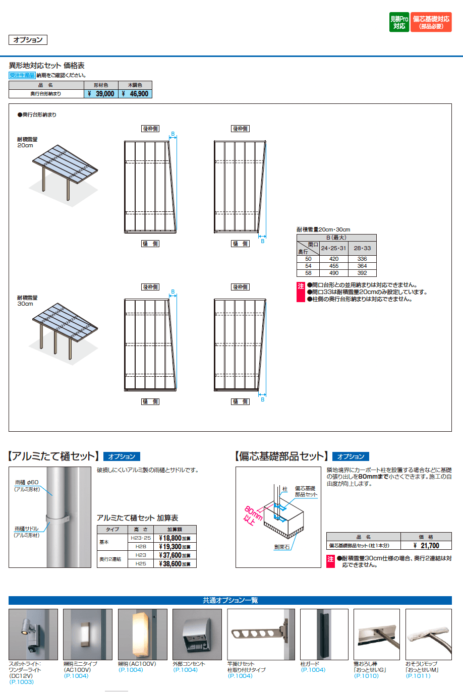 スカイリード 片側支持タイプ(耐積雪量30cm仕様:1台用基本・奥行連結)_価格_5