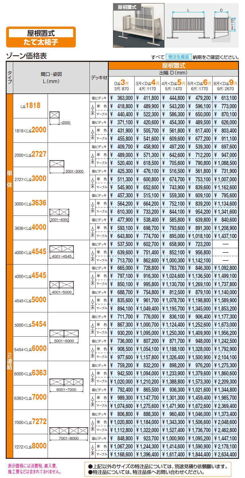 オルネ特注品(屋根置式 たて太格子)【2024年版】_価格_1