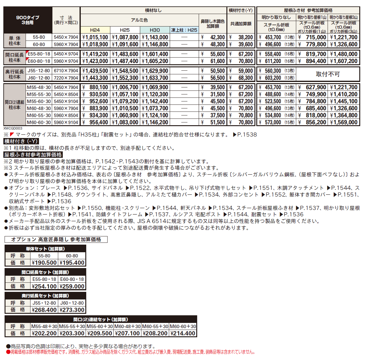 ジーポートPro 900タイプ 3台用（単体・間口延長・奥行延長・間口(2)連結）_価格_1
