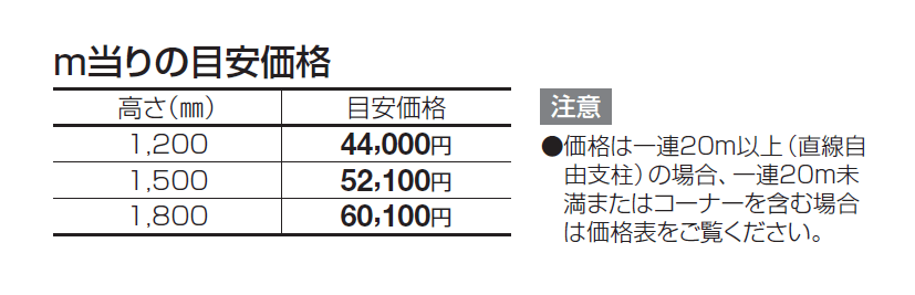 ルーバー フェンス ERF2型(本体・支柱ピッチ2,000㎜)【2024年版】_価格_1