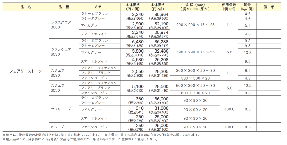 フェアリーストーン ラフスクエア/スクエア/ラフキューブ【2024年版】_価格_1