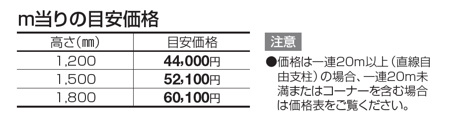 ルーバー フェンス ERF2型(本体・支柱ピッチ2,000㎜)【2023年版】_価格_1