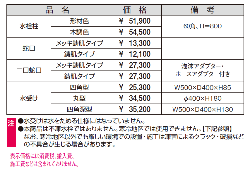 立水栓 (K1N型)【2024年版】_価格_1