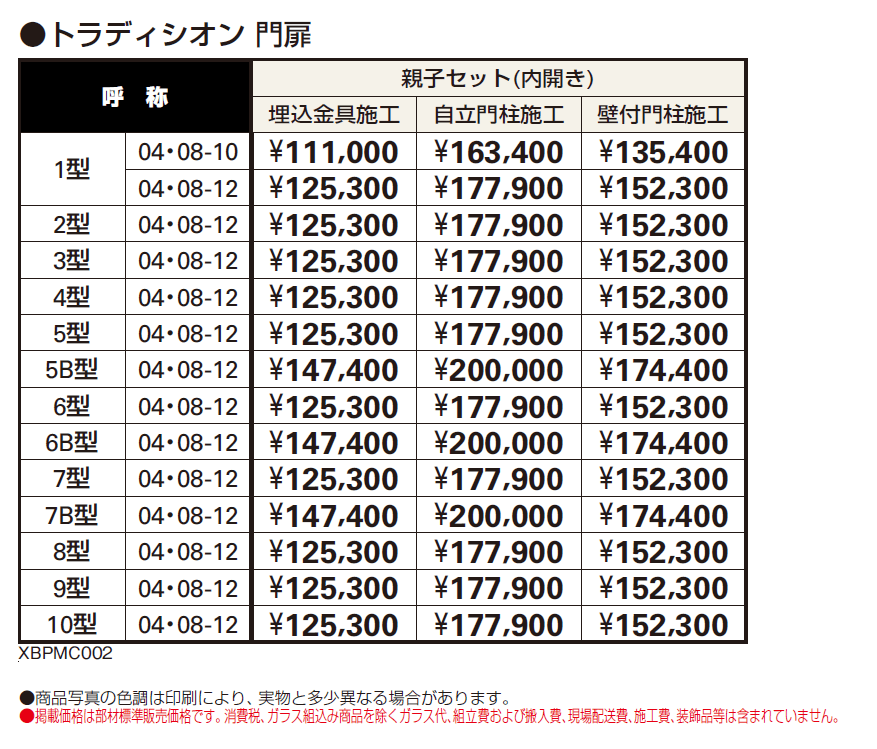 マンション向けポーチ門扉 トラディシオン門扉1型~10型/5B,6B,7B型【2024年版】_価格_1