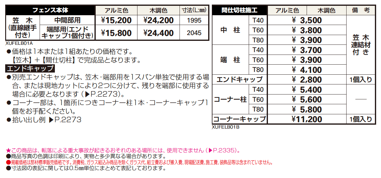 ルシアス フェンスLite B01型 横格子なし【2024年版】_価格_1