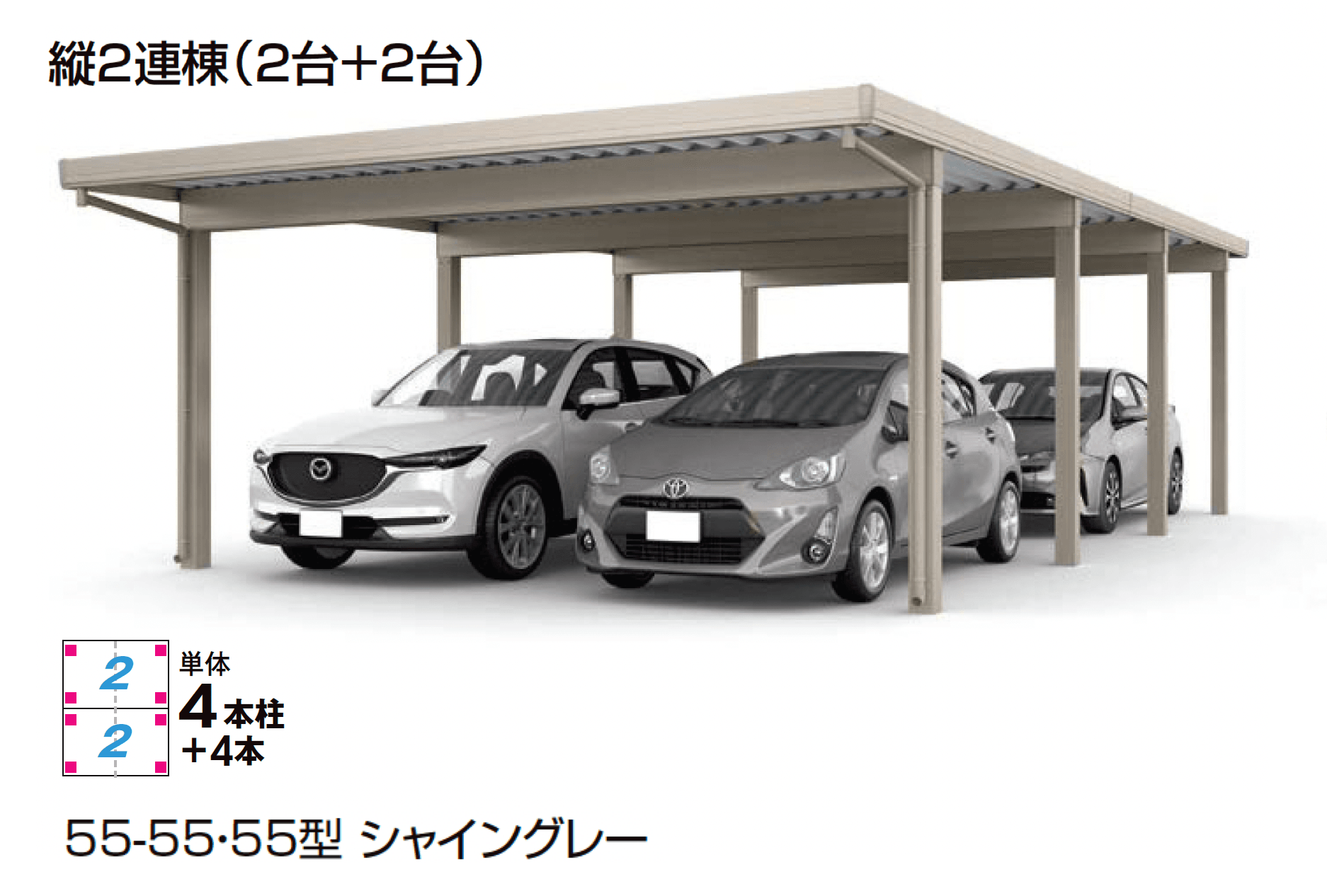 LIXILの「カーポートST 3000タイプ 4台用」
