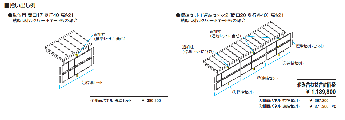 通路シェルター用 側面パネル レイロード 一本柱タイプ(偏芯柱)_価格_2