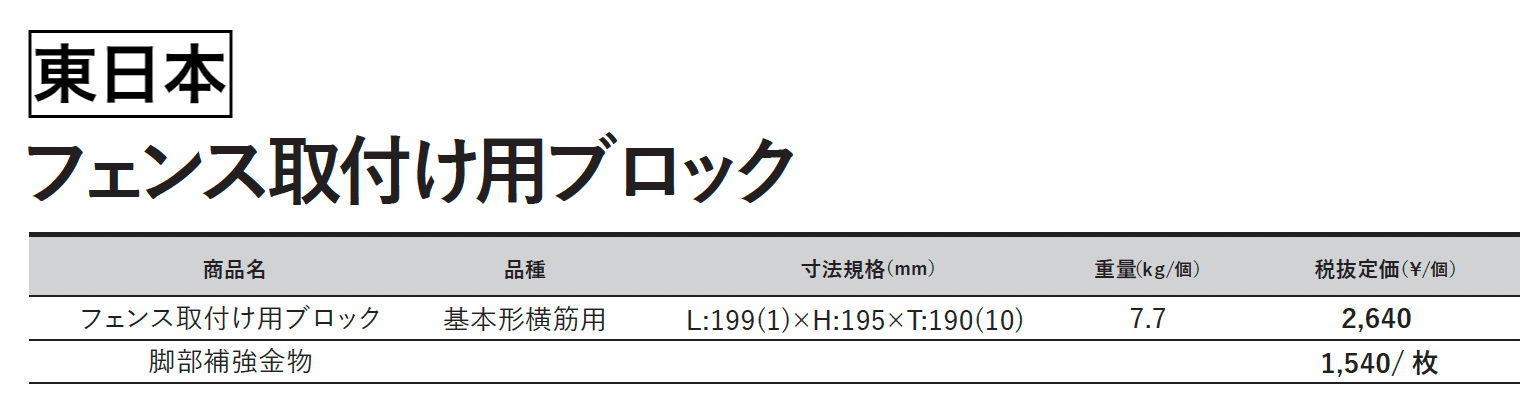 フェンス取付け⽤ブロック【2023年版】_価格_1
