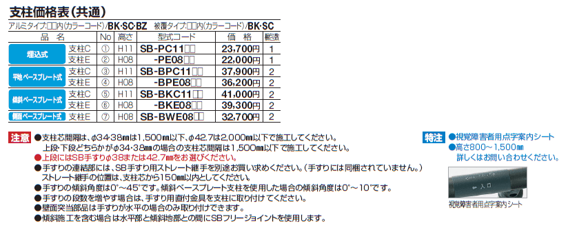手すり セイフティビーム SB型 (アルミ・被覆タイプ)標準仕様・手すり2段【2024年版】_価格_8