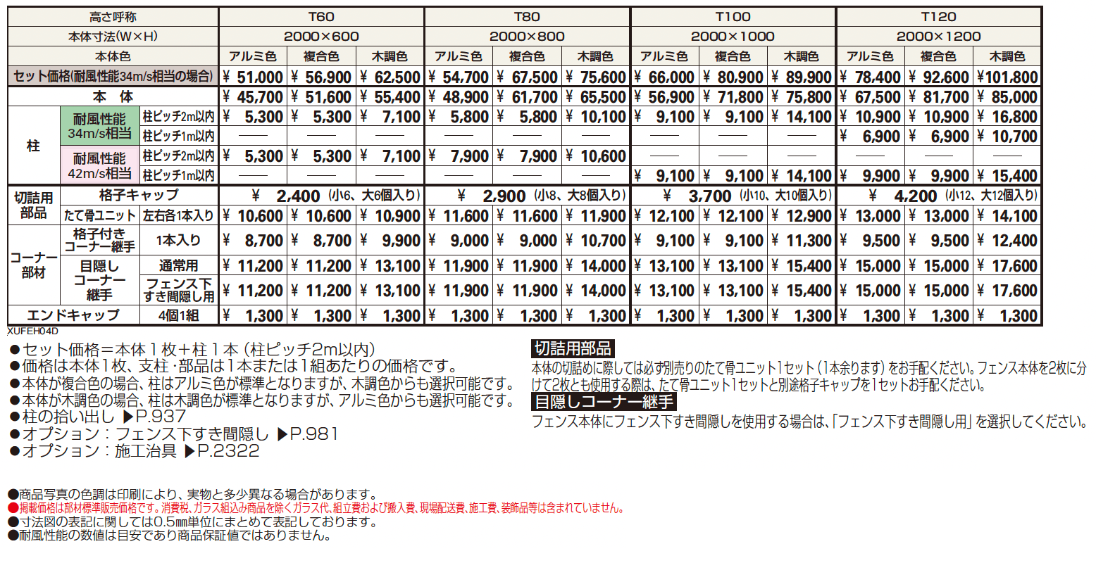 ルシアス フェンスH04型 横板格子+細横格子【2024年版】_価格_1