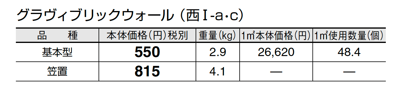 グラヴィブリック ウォール(組積材)_価格_3
