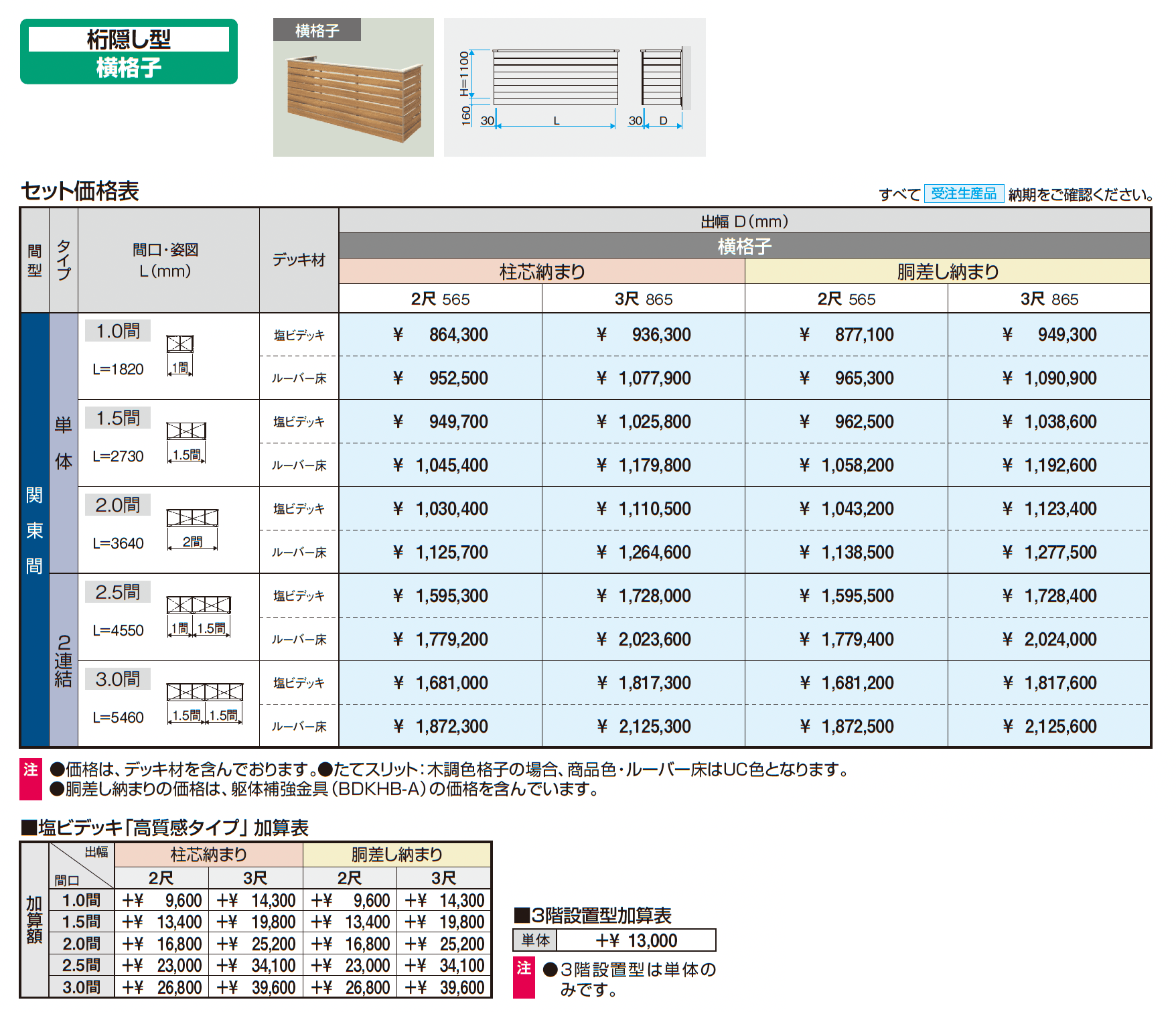 コーデリア(柱なし式 桁隠し型 横格子)_価格_1