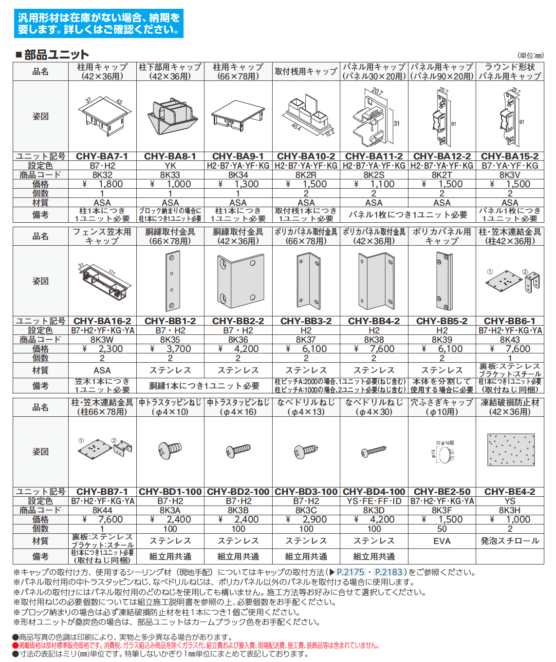 カスタマイズパーツ フェンス材・フェンス笠木_価格_2