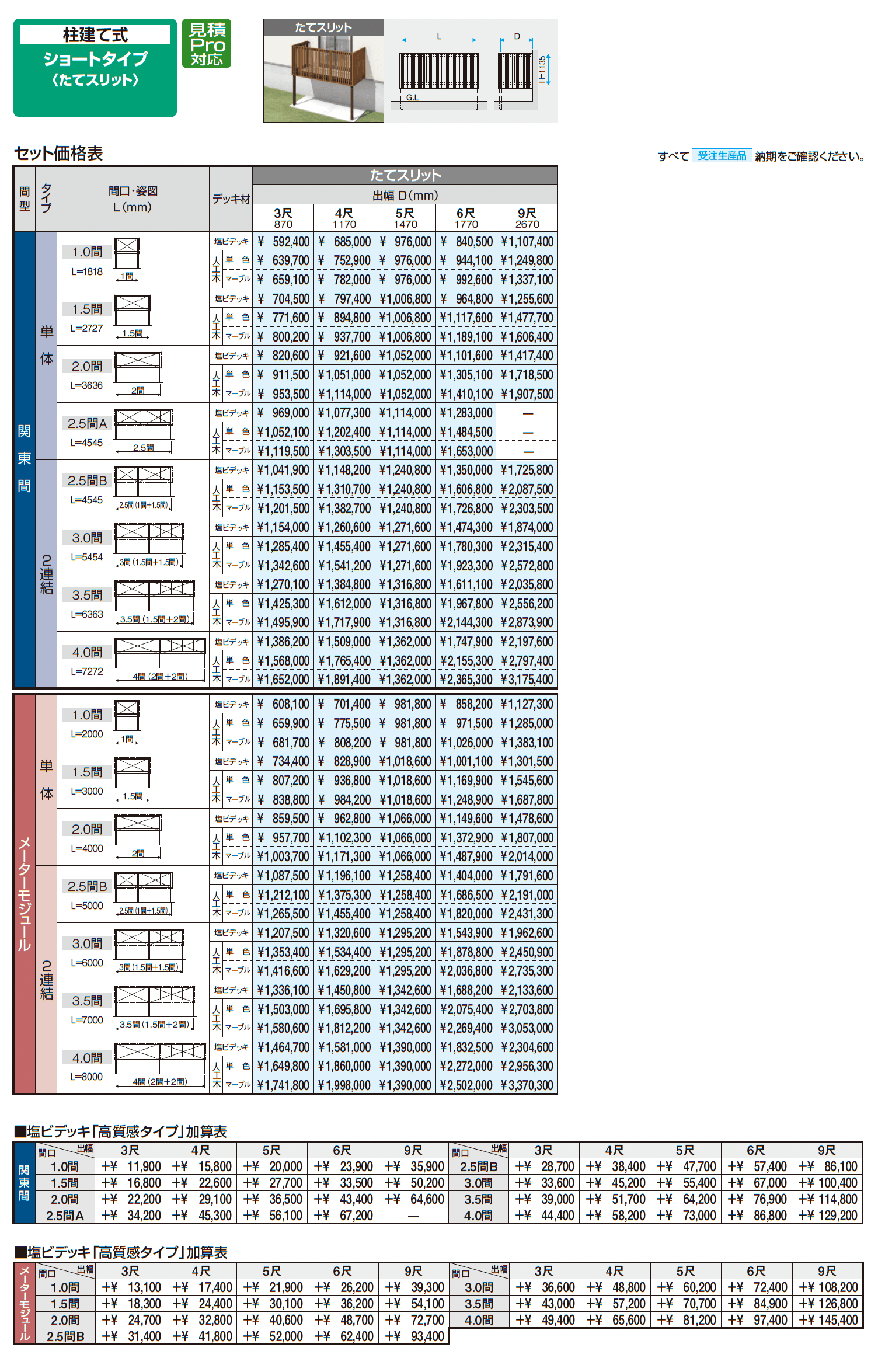オルネ(柱建て式 ショートタイプ〈たてスリット〉)_価格_1