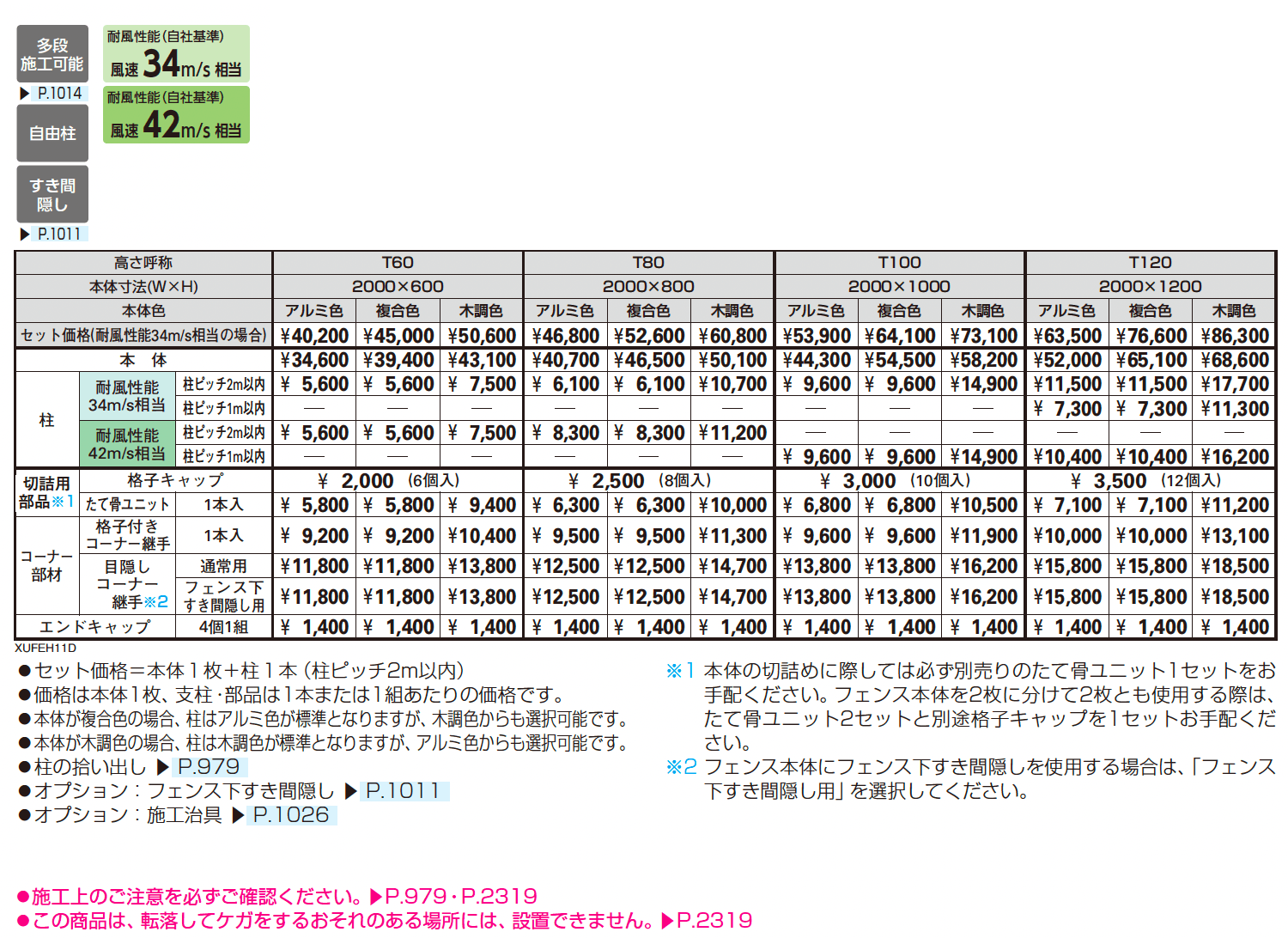 ルシアス フェンス H11型 横板格子(粗)_価格_1