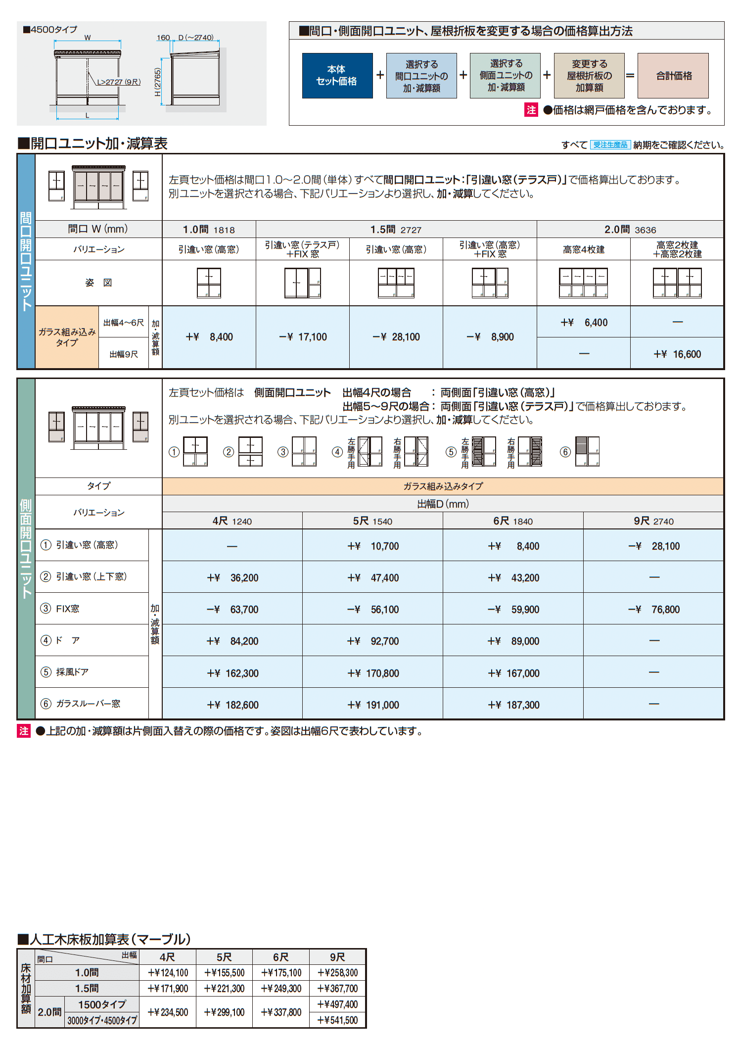 スーパーテラスGTⅡ(サッシ囲い仕様 床納まり H22サイズ ガラス組み込みタイプ)_価格_2