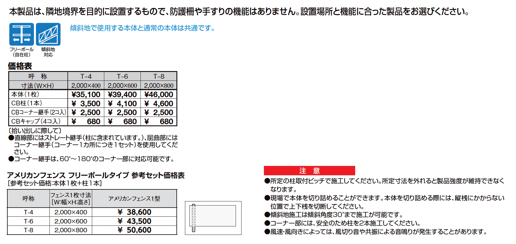 アメリカンフェンス 1型_価格_1