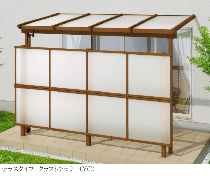 三協アルミの「ナチュレS(前面パネル 二段仕様 独立式 テラスタイプ 壁寄せ納まり・独立納まり)【2024年版】」