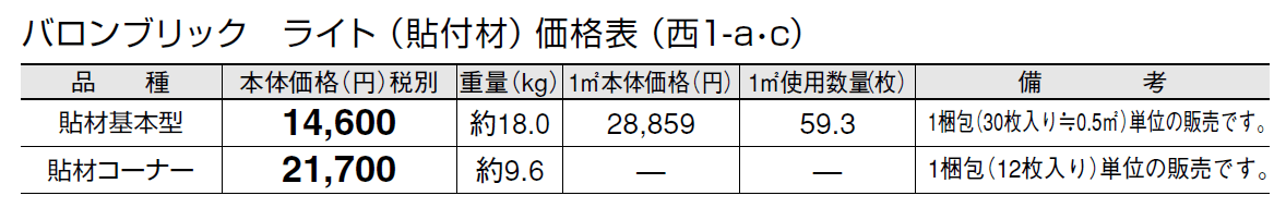 バロンブリック ライト(貼付材)【2024年版】_価格_3