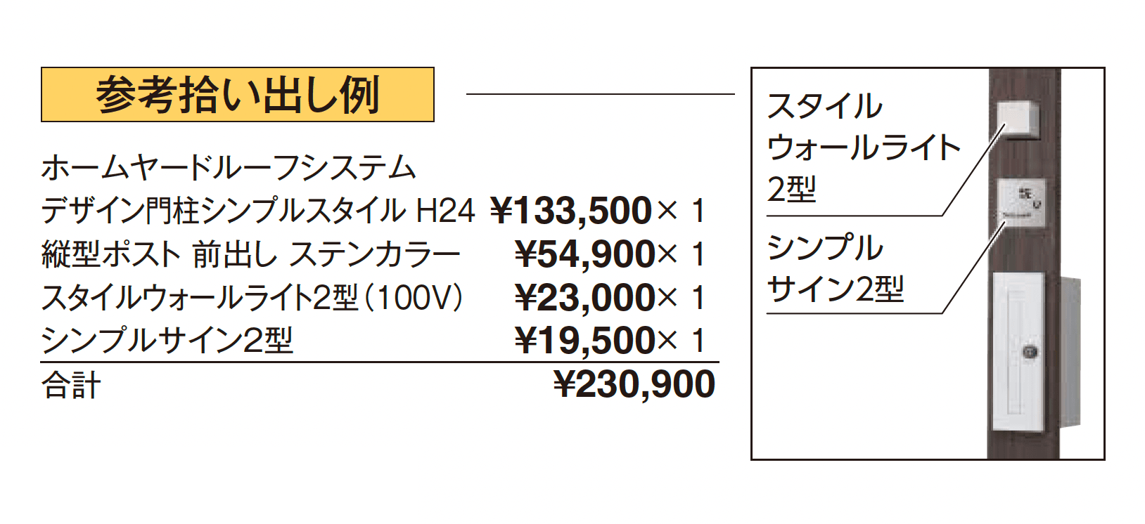 ホームヤードルーフ®システム デザイン門柱 シンプルスタイル_価格_2