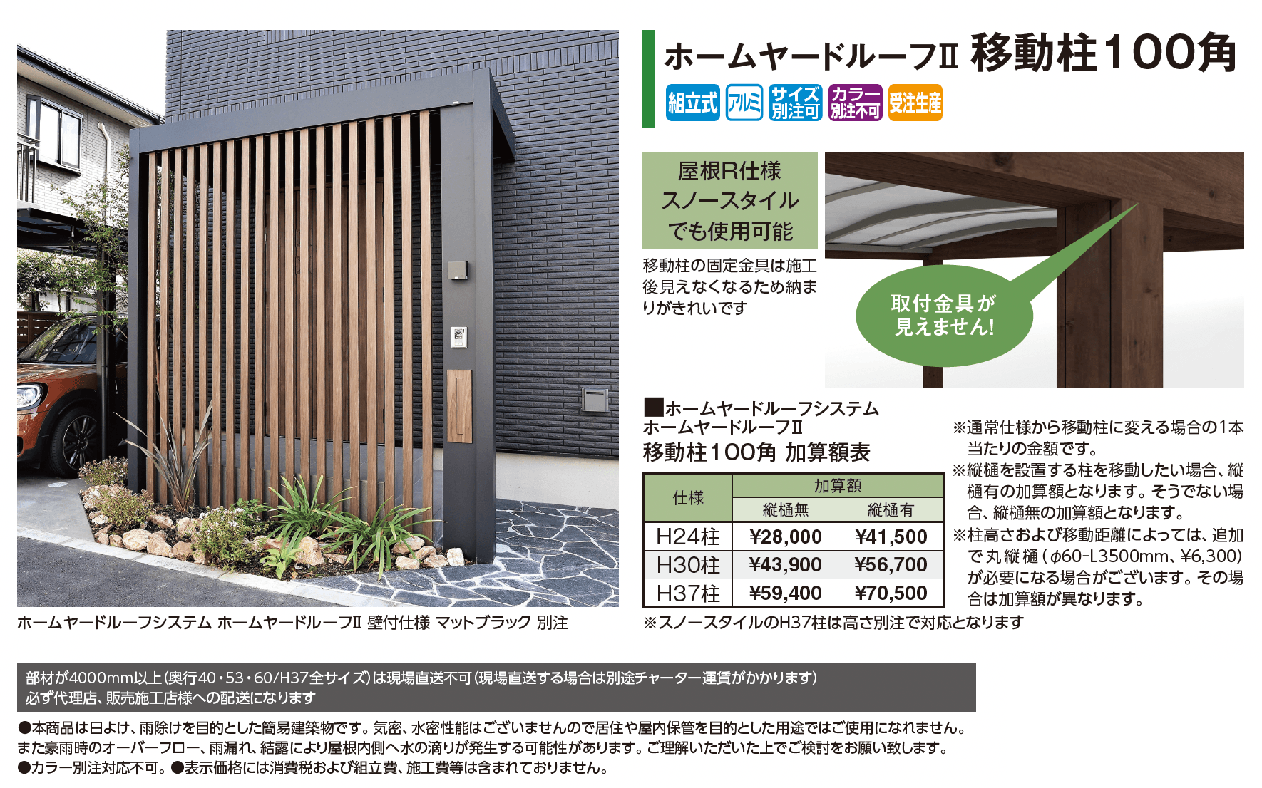 ホームヤードルーフ®︎システム ホームヤードルーフⅡ 壁付仕様_価格_2