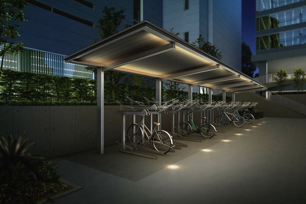 公共建築向けのスタイリッシュな間接照明タイプの駐輪場