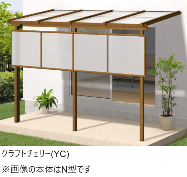 三協アルミの「ナチュレS(前面パネル 一段仕様 テラス柱直付け式 テラスタイプ 壁付け納まり)【2024年版】」