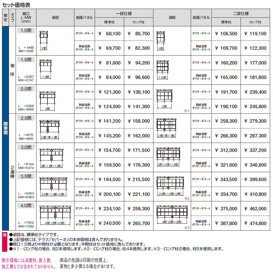 セパーネ(前面パネル 一段仕様・二段仕様)【2024年版】_価格_1