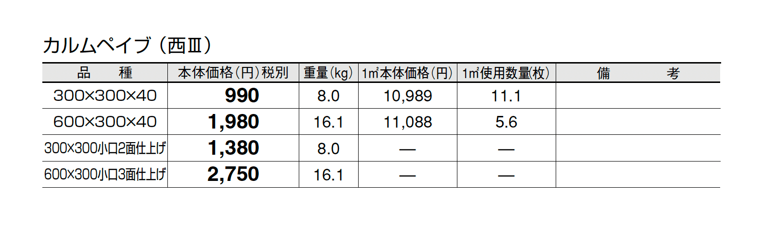 カルムペイブ_価格_5