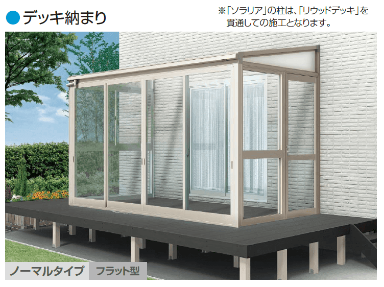 YKK APの「ソラリア テラス囲い スタンダードタイプ デッキ納まり」