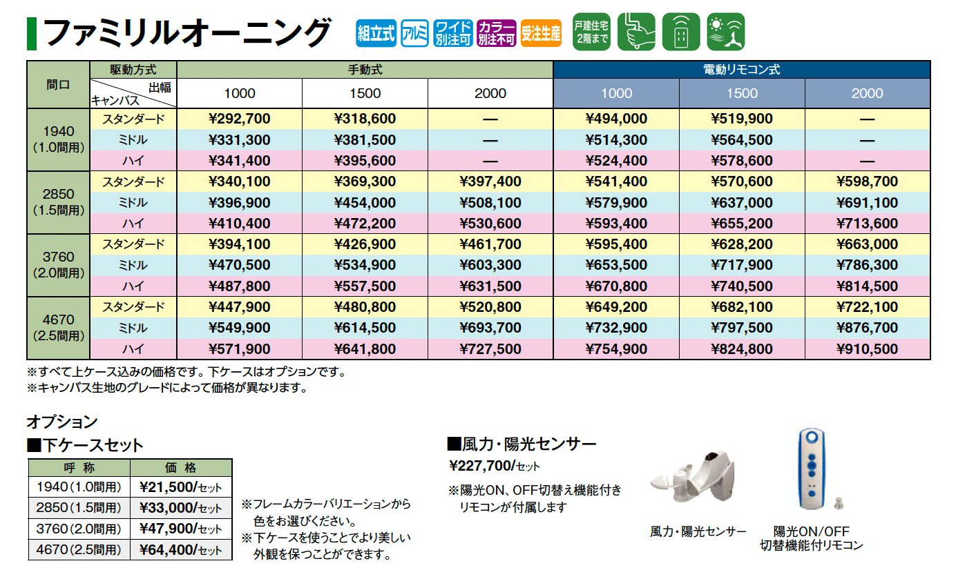 ファミリルオーニング_価格_1