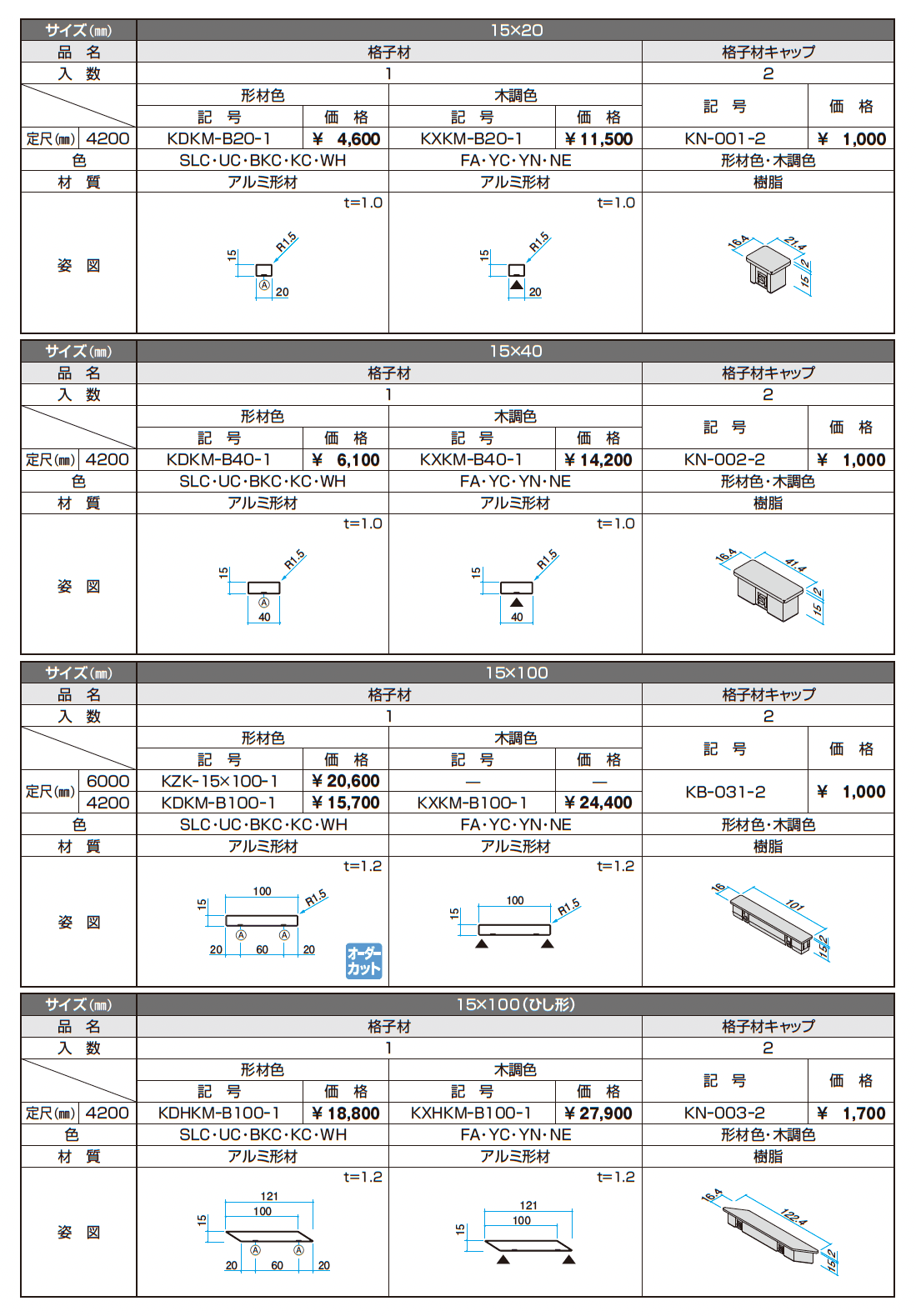 ドレスパーツ 格子材_価格_2