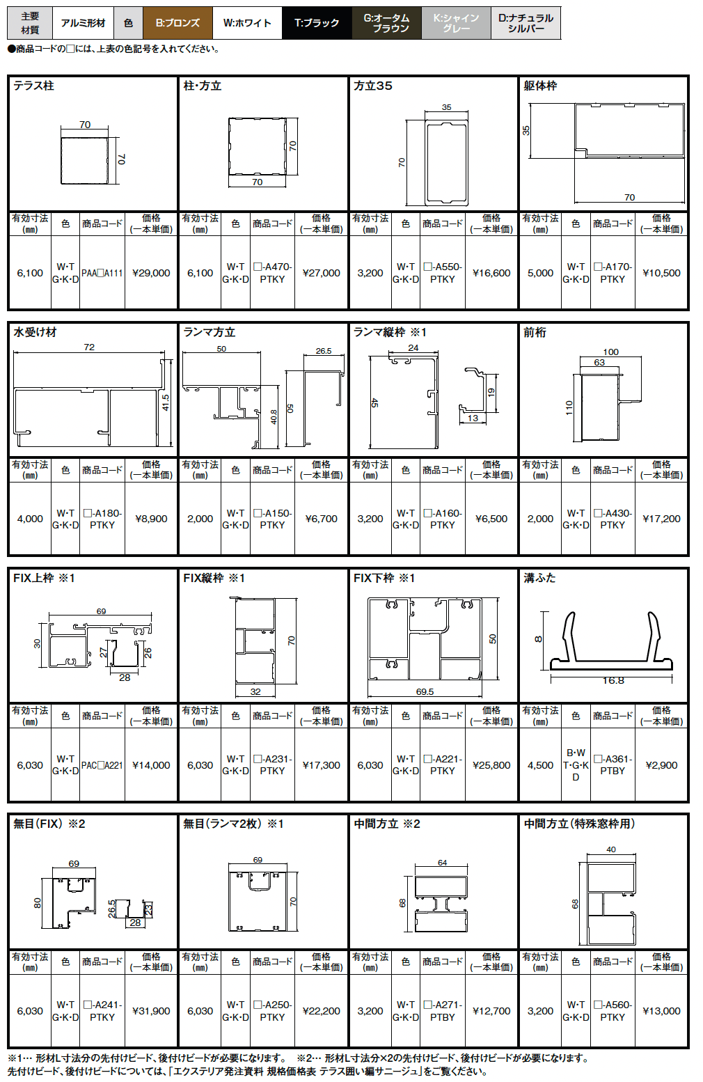 サニージュ用 形材【2024年版】_価格_1
