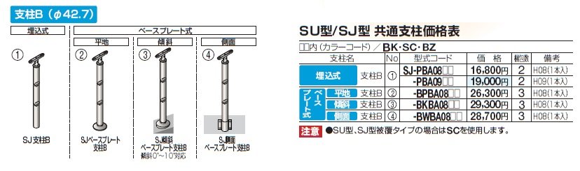 手すり セイフティビーム SU型Φ34mm / SJ型Φ38mm ビーム仕様・ビーム2段【2024年版】_価格_3