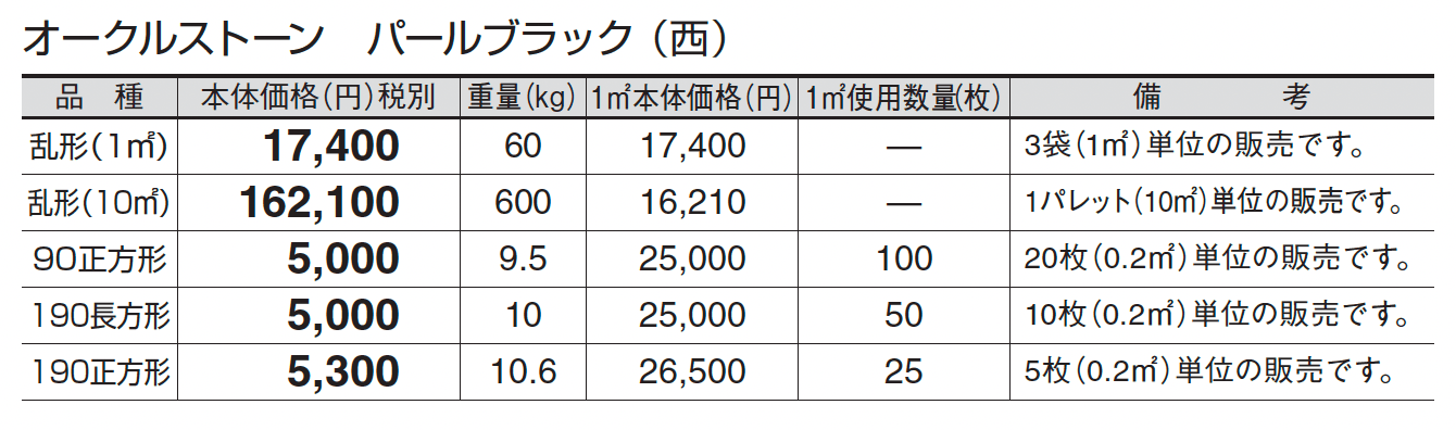 オークルストーン パールブラック_価格_3