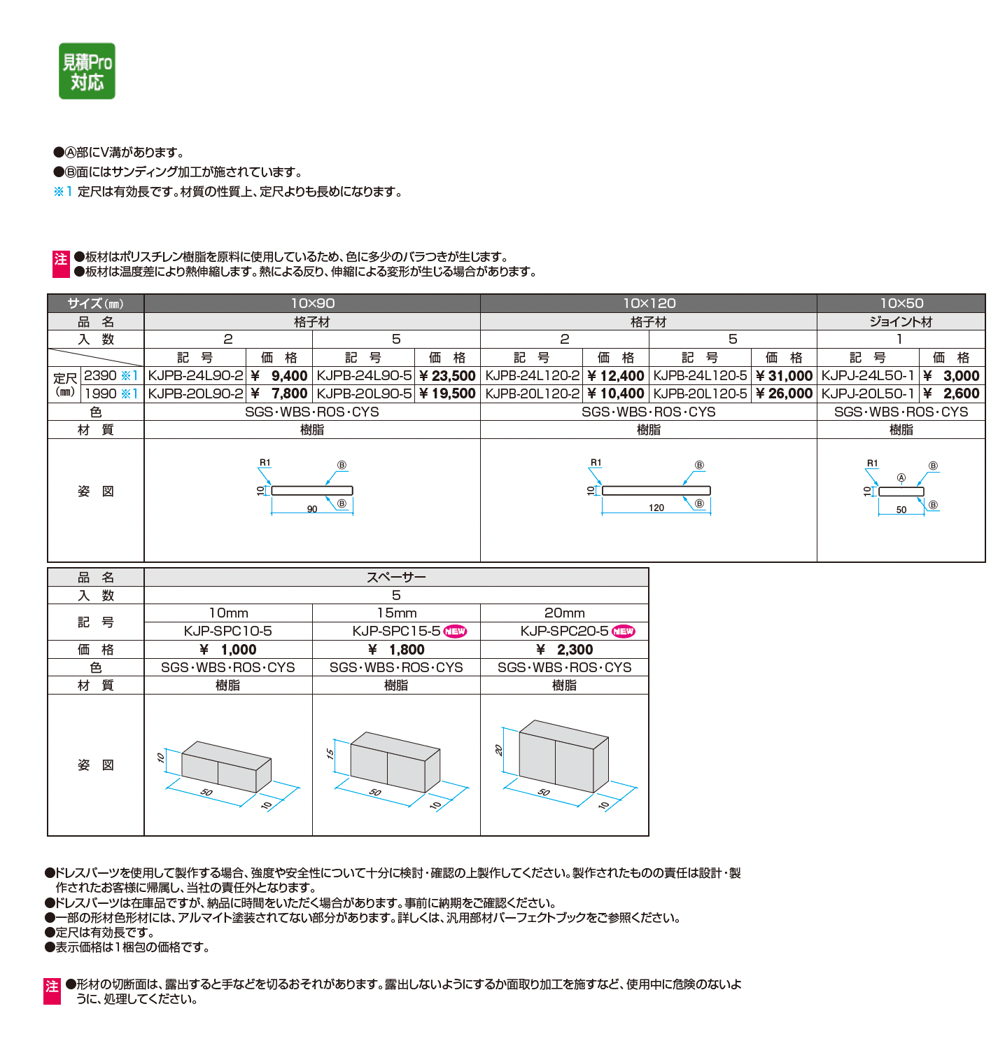 ドレスパーツ ドレスボード(格子部材)_価格_1