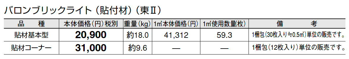 バロンブリックライト(貼付材)_価格_2