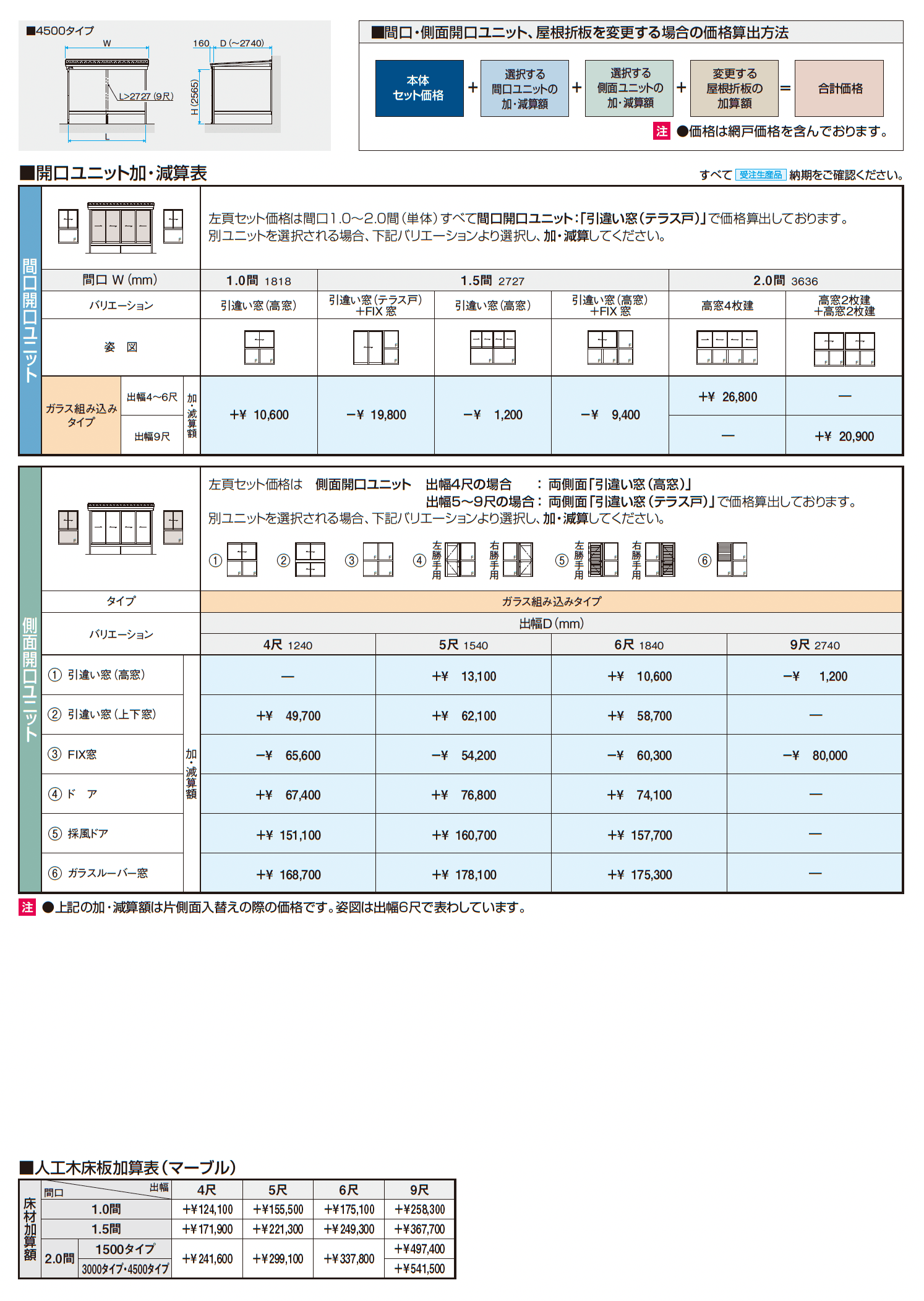 スーパーテラスGTⅡ(サッシ囲い仕様 床納まり H20サイズ ガラス組み込みタイプ)_価格_2