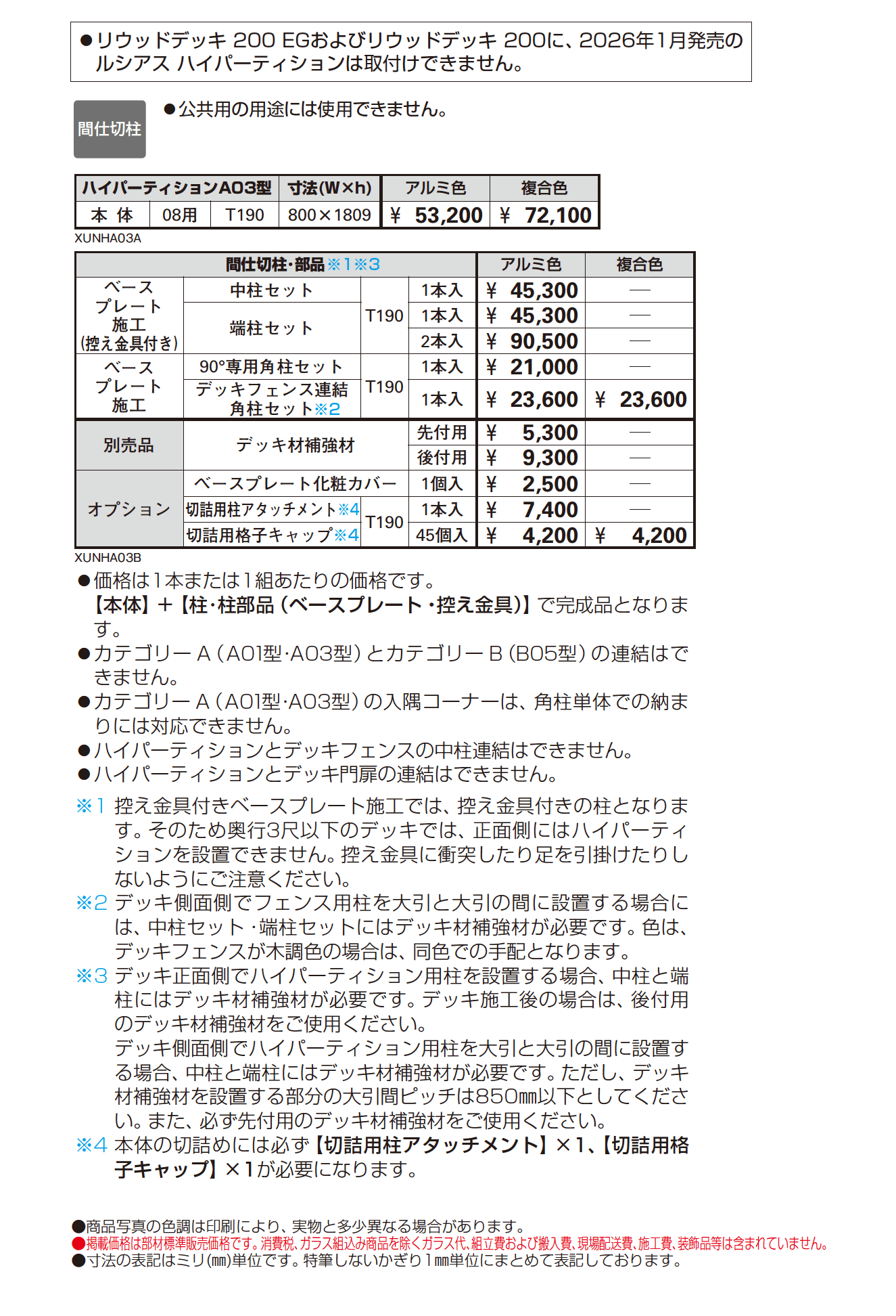 ルシアス ハイパーティション A03型_価格_1