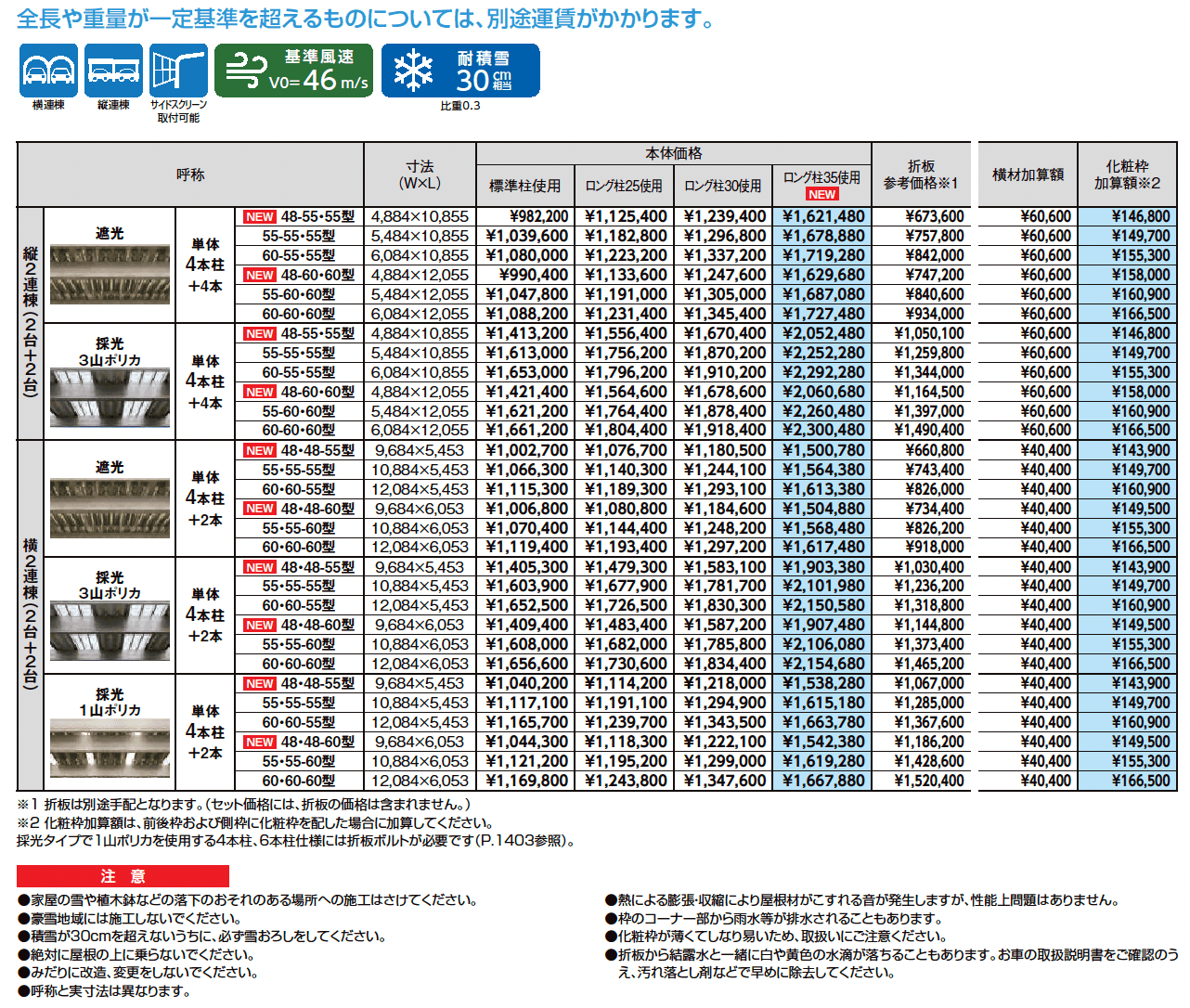 カーポートSW 900タイプ 4台用_価格_1