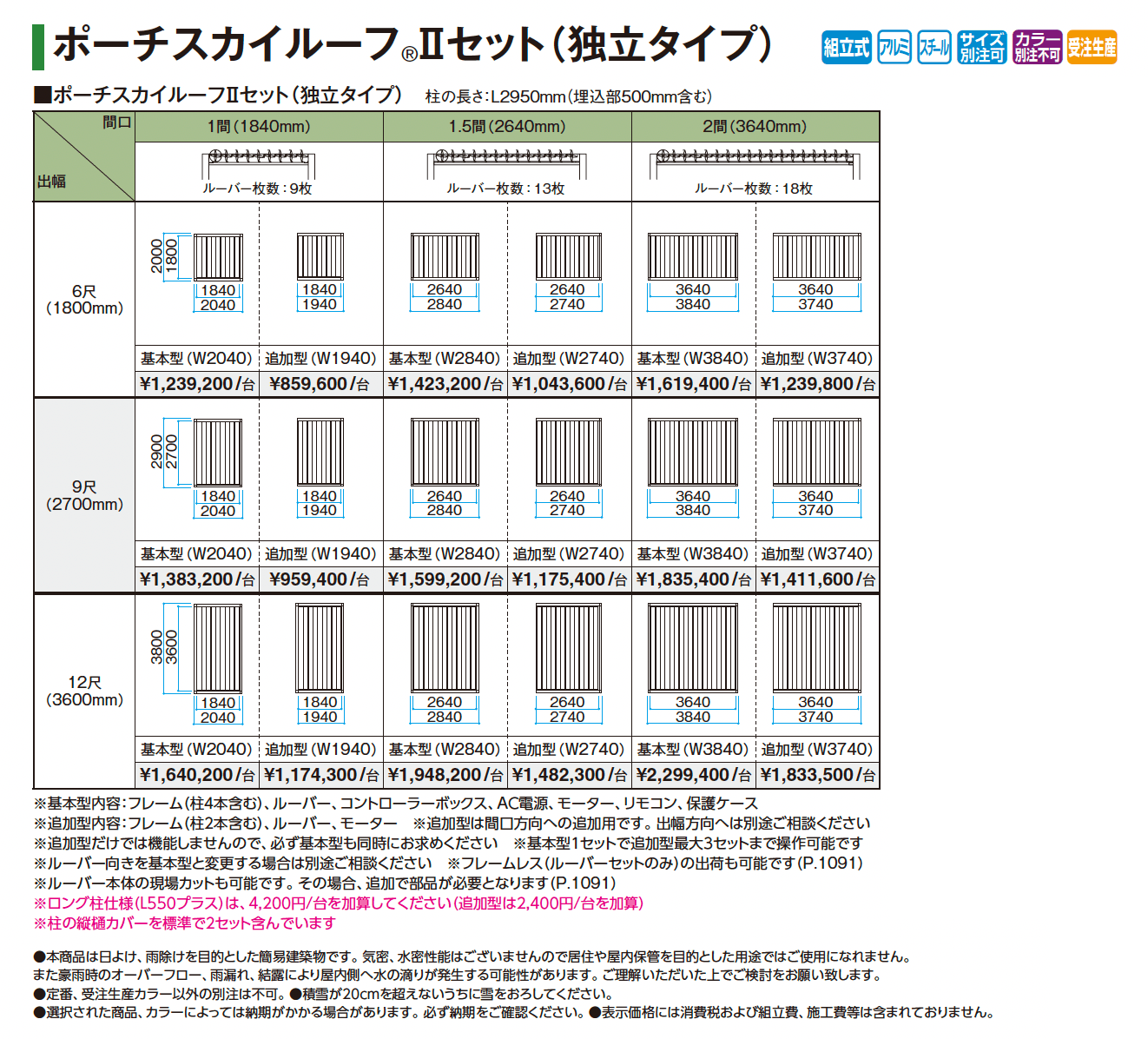 ポーチスカイルーフ®︎Ⅱセット(独立タイプ)【2025年版】_価格_1