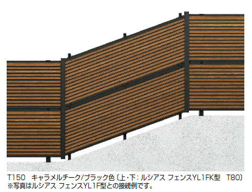 YKK APの「ルシアス フェンスYL1FK型 シンプレオ フェンスYL1K型 傾斜地用横ルーバー〈 自立建て用〉2段支柱」
