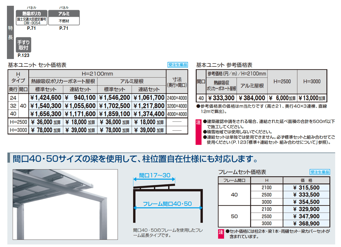 レイロード 両支持タイプ(合掌仕様) 基本ユニット_価格_1