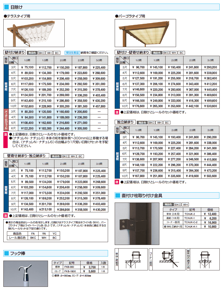ナチュレN(前面パネル 一段仕様 テラス柱直付け式 テラスタイプ 壁付け納まり)【2024年版】_価格_3
