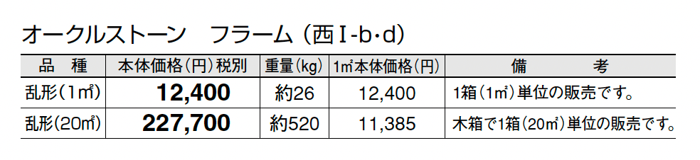 オークルストーン フラーム_価格_4