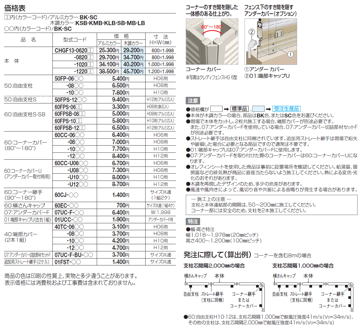 クレディフェンスHG 13型(片面仕上) 2024年4月発売(60:自由支柱)【2024年版】_価格_1