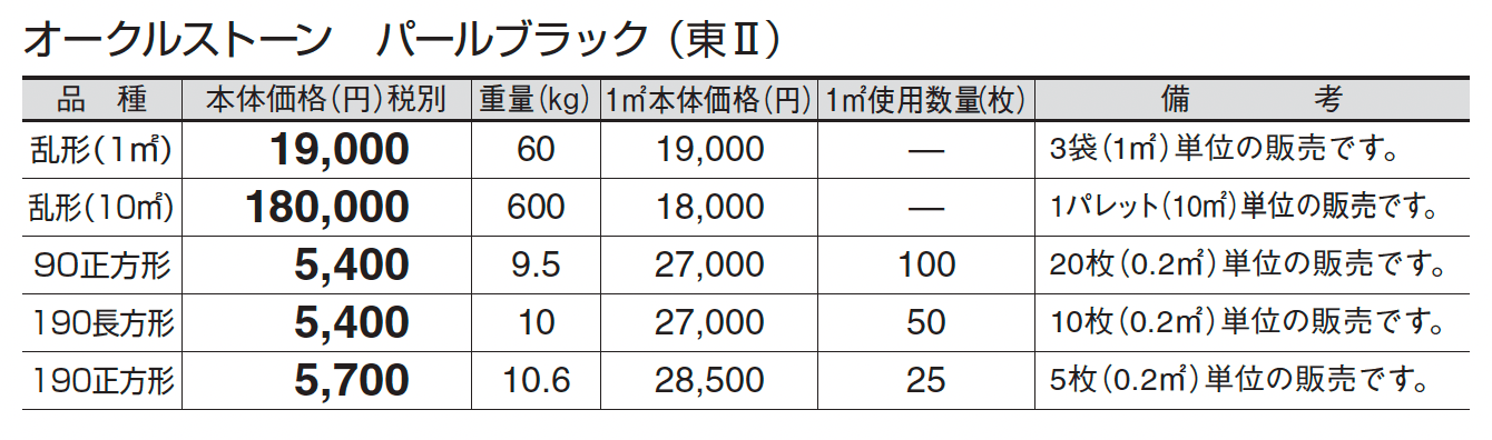 オークルストーン パールブラック_価格_2