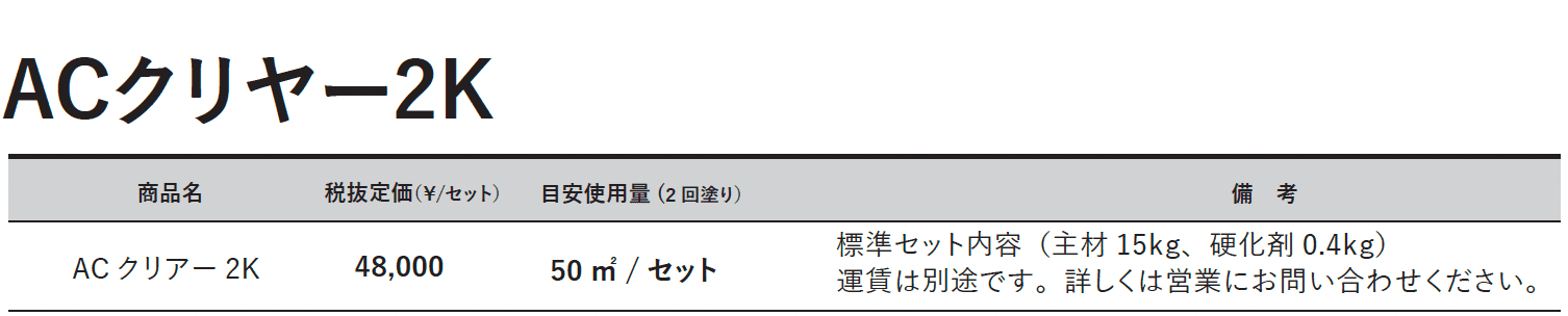 ACクリヤー2K(水系2液型)_価格_1